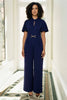 Navy Buckle Jumpsuit With Twist Knot Detail
