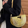 Metallic Faux Leather Noodle Bag: Gold