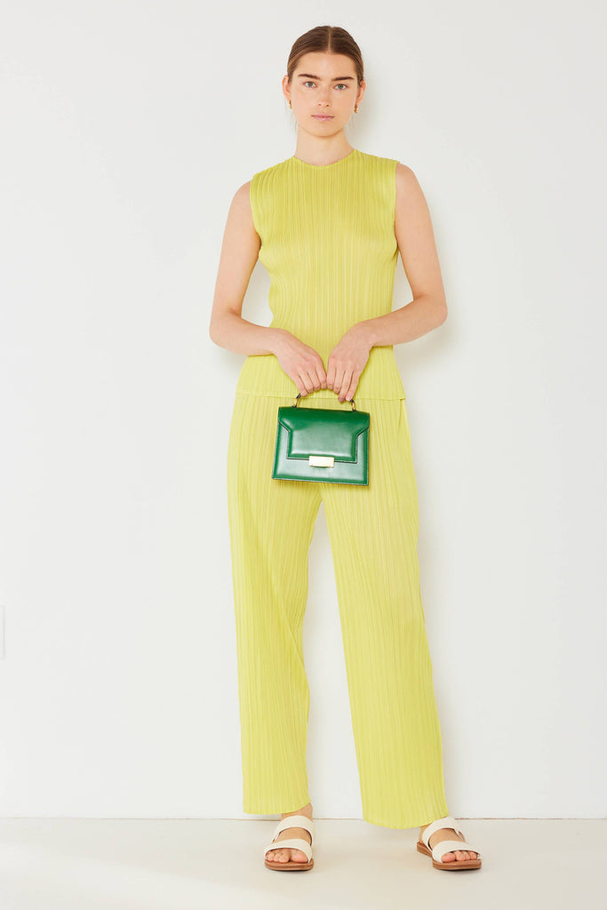 Pleated Sleeveless Top: Lime