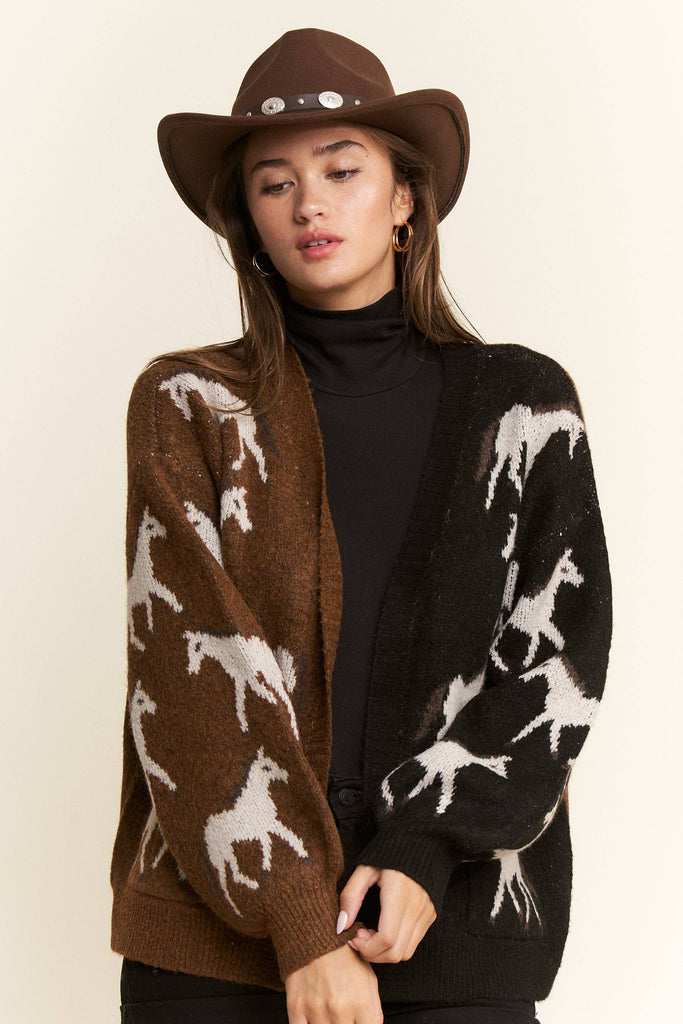Two Tone Horse Cardigan