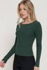 Boat Neck Brushed Rib Knit Top: Forest