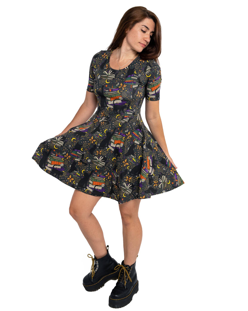 Books and Cats Fit and Flare Dress