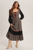 Floral Patchwork Lace-Up Maxi Dress