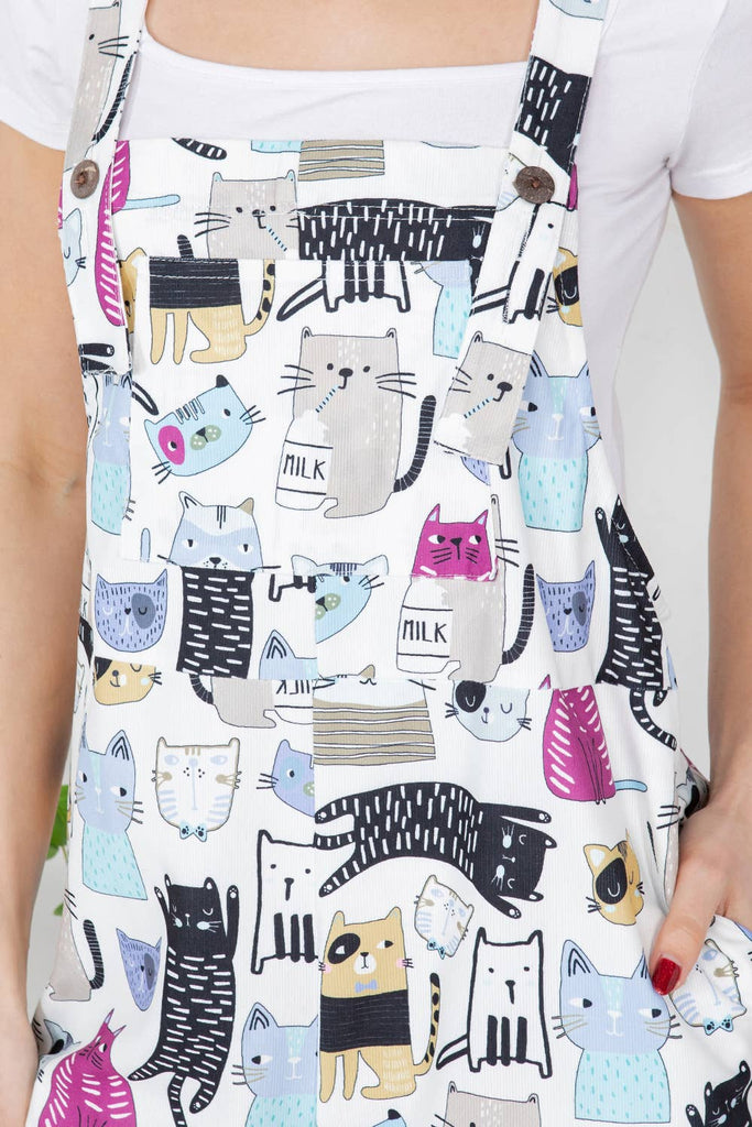 Colorful Cat Corduroy Overalls