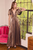 Bronze Twist Front Pleated Maxi Dress