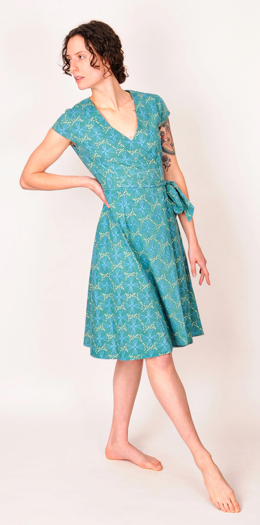 Aquamarine Cotton Wrap Dress