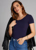 Bamboo Scoop Neck Tee: Navy