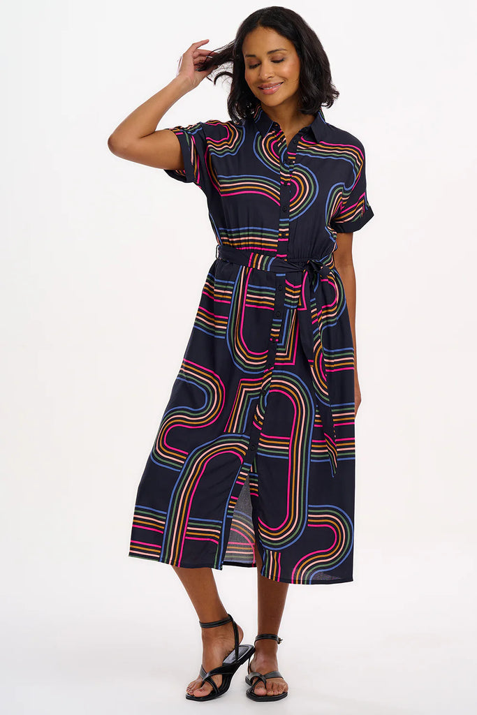 Retro Racer Rainbow Shirt Dress