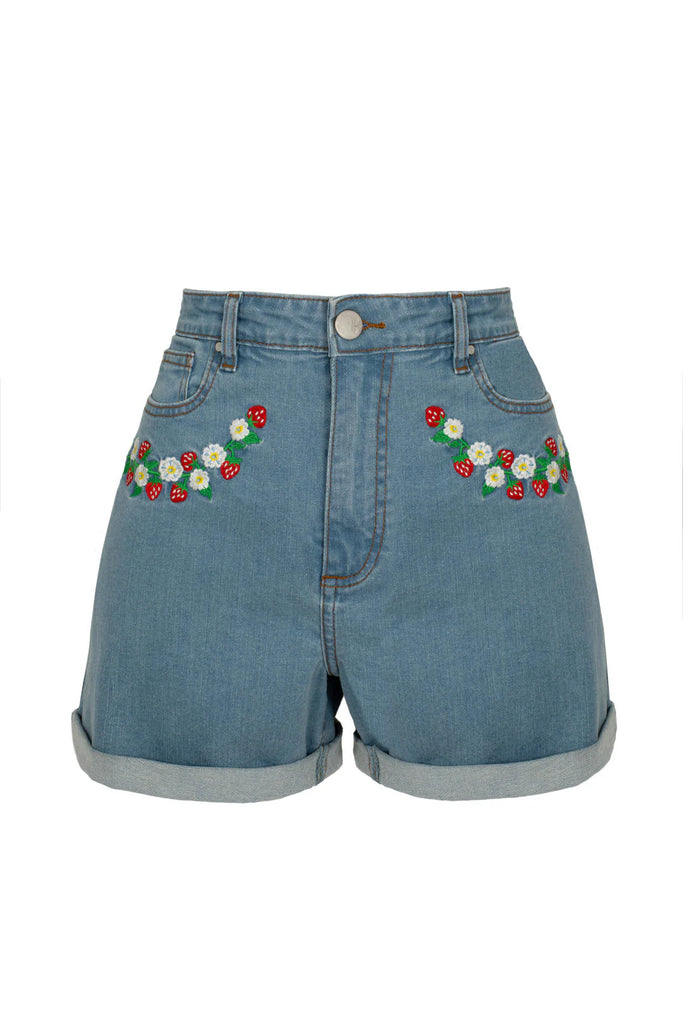 Strawberry Denim Shorts
