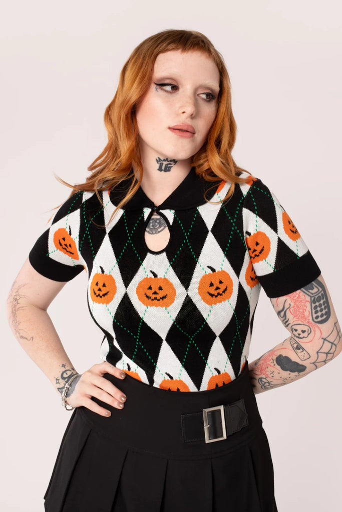 Pumpkin Head Knit Top