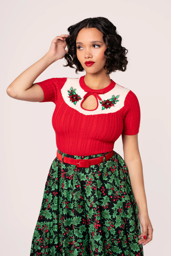 Poinsettia Holiday Sweater