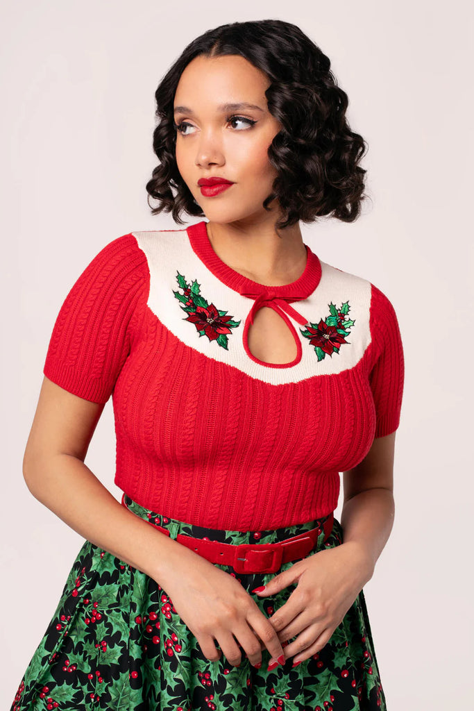 Poinsettia Holiday Sweater