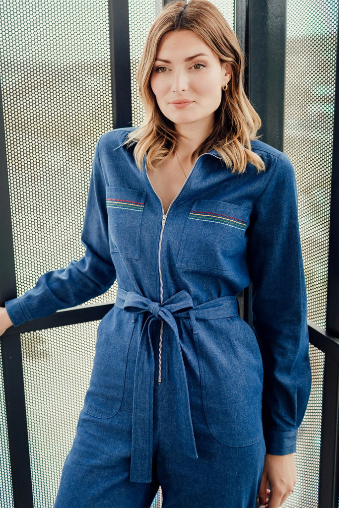 Rainbow Detail Denim Boilersuit