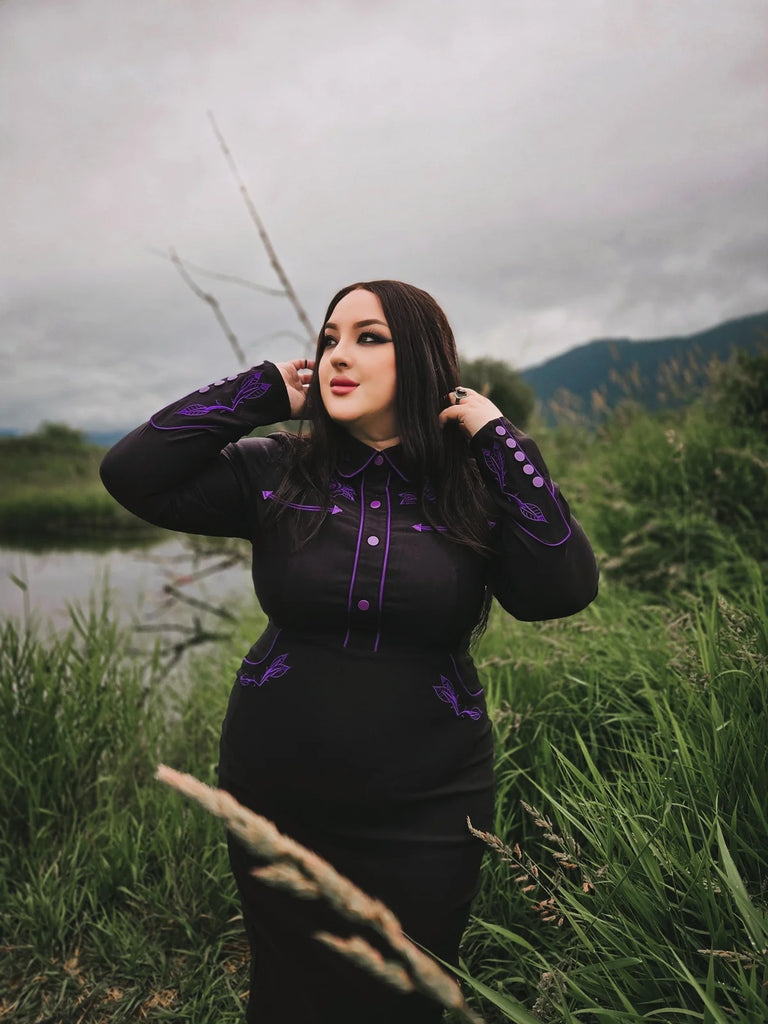 June Dress: Black/Purple