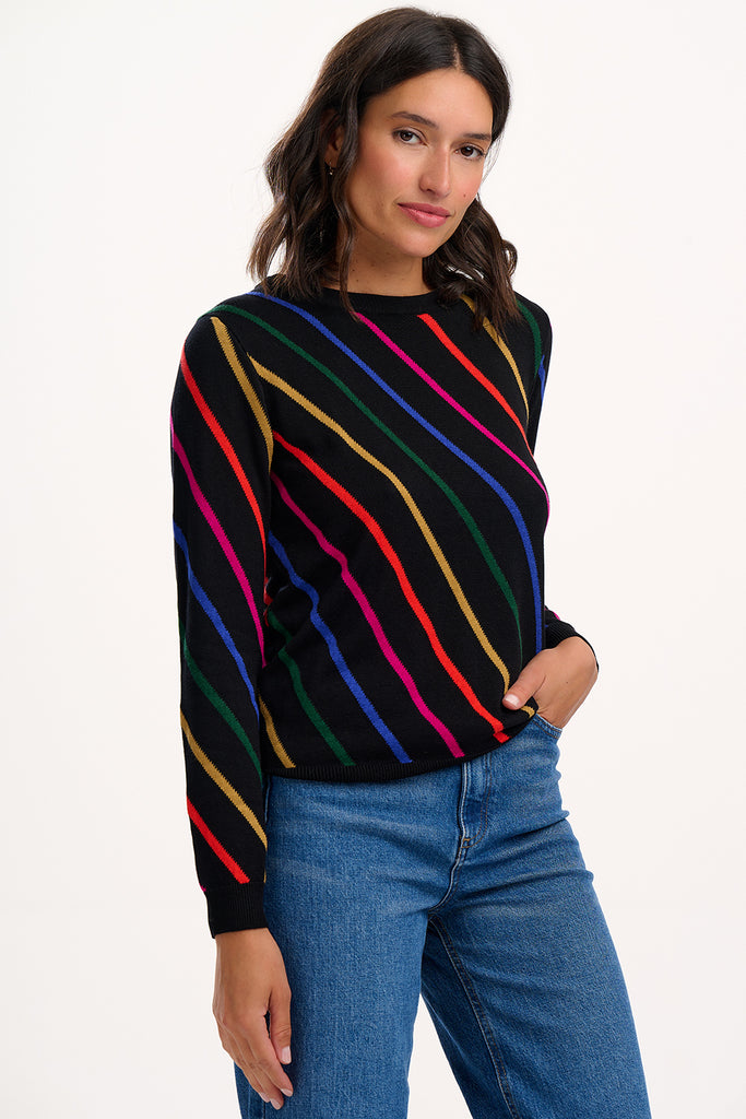 Sliding Rainbow Striped Sweater
