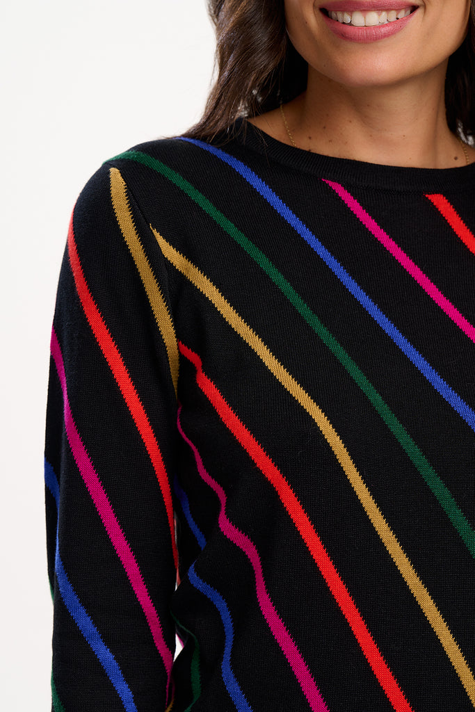 Sliding Rainbow Striped Sweater