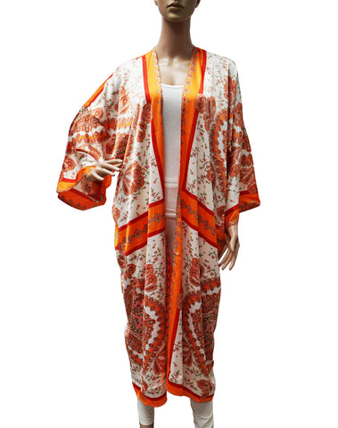 Vintage Velvet Kimono: Apricot Rose