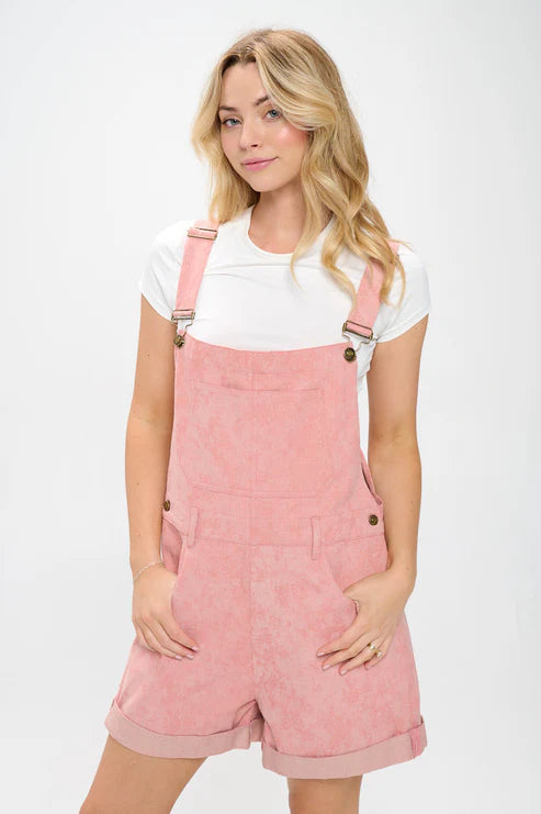 Pink Denim Shortalls