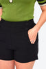 Sailor Buttons Side Zip Shorts: Black