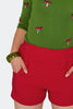 Sailor Buttons Side Zip Shorts: Red