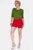 Sailor Buttons Side Zip Shorts: Red