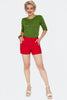 Sailor Buttons Side Zip Shorts: Red
