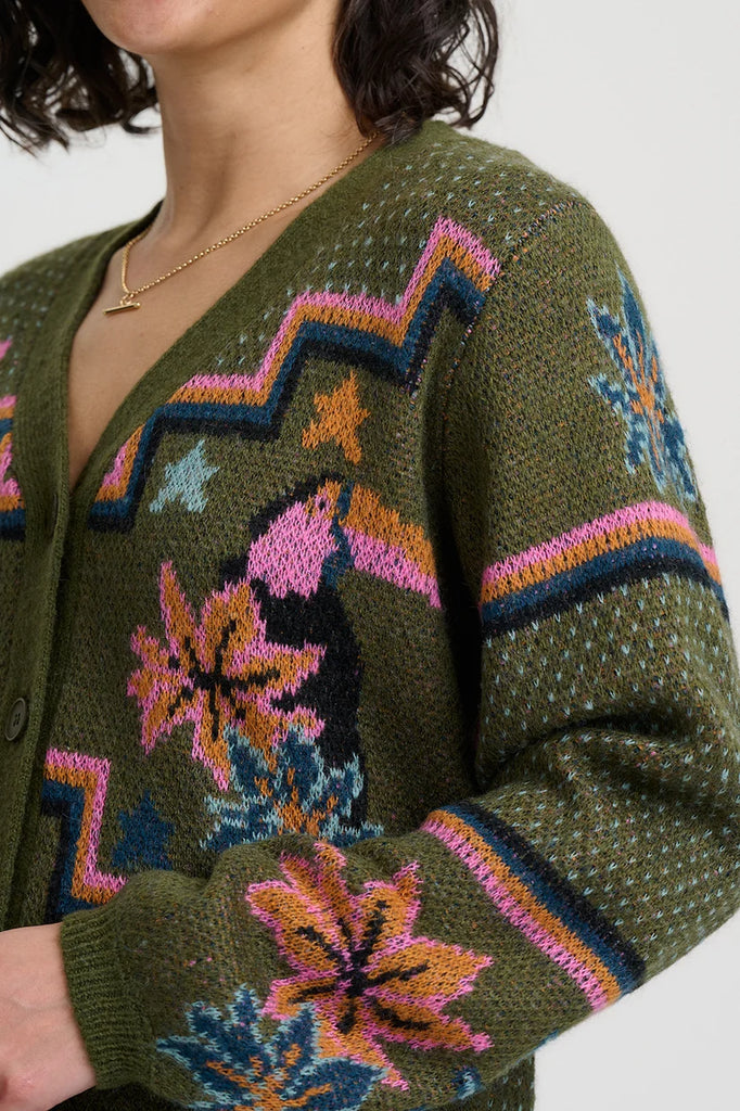 Geometric Toucans Cardigan