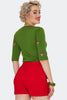 Sailor Buttons Side Zip Shorts: Red
