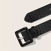 Black Faux Alligator Patent Belt