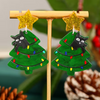 Christmas Tree Cat Earrings: Green