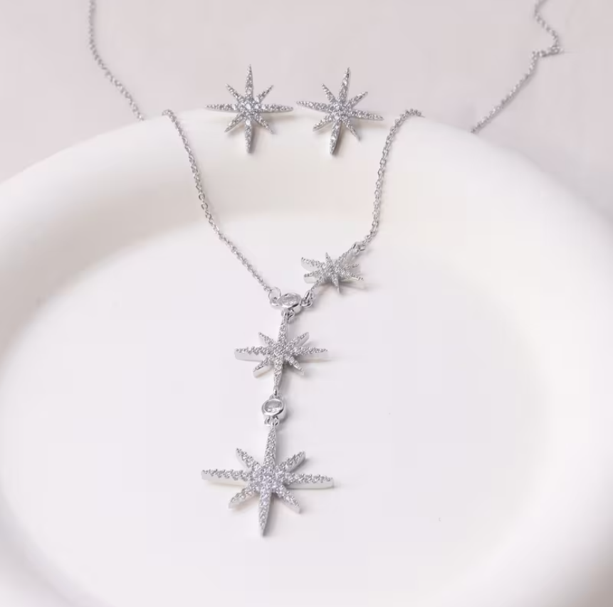 Sparkling Stars Drop Set: Silver