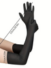 Long Black Satin Opera Gloves