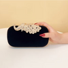 Glam Peacock Clam Shell Clutch: Black
