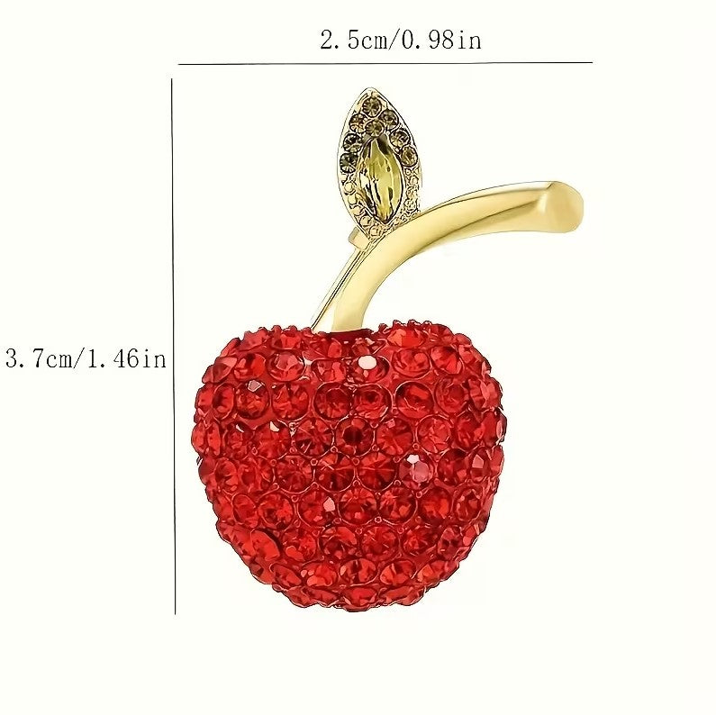 Rhinestone Cherry Brooch