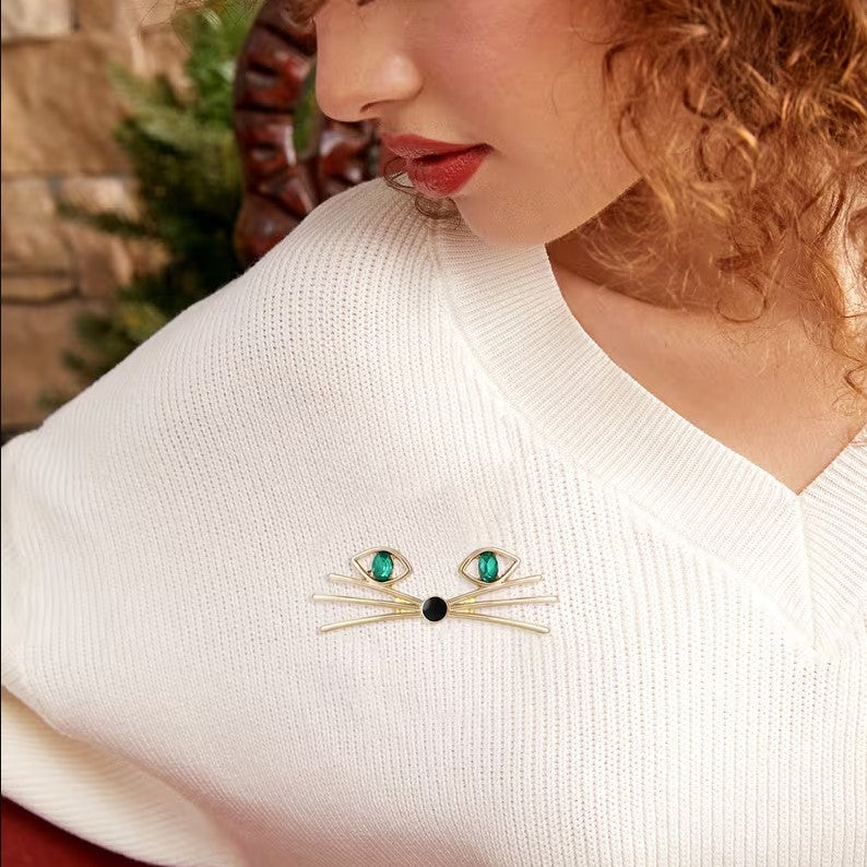 Abstract Cat Face Brooch