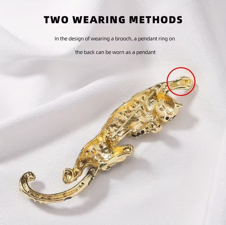 Leaping Leopard Brooch