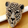 Gold Leopard Head Brooch