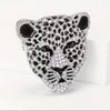 Silver Leopard Head Brooch