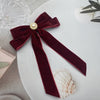 Deep Red Velvet Bow Pin