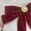 Deep Red Velvet Bow Pin