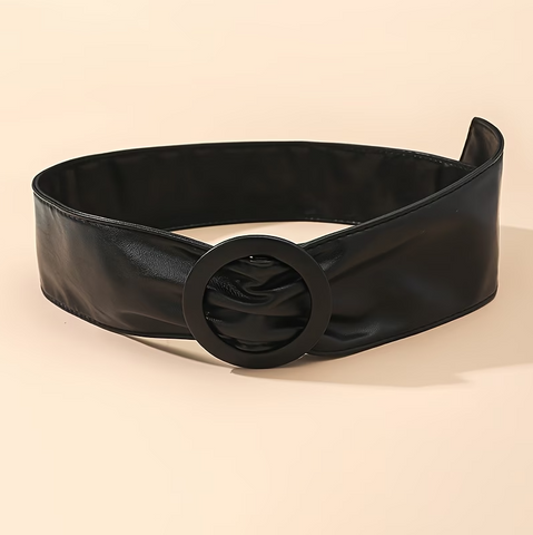 Wide Patent Buckle Belt: Black