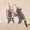 Artistic Raccoon Earrings