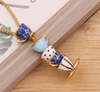 Teacups Charm Necklace: Blue