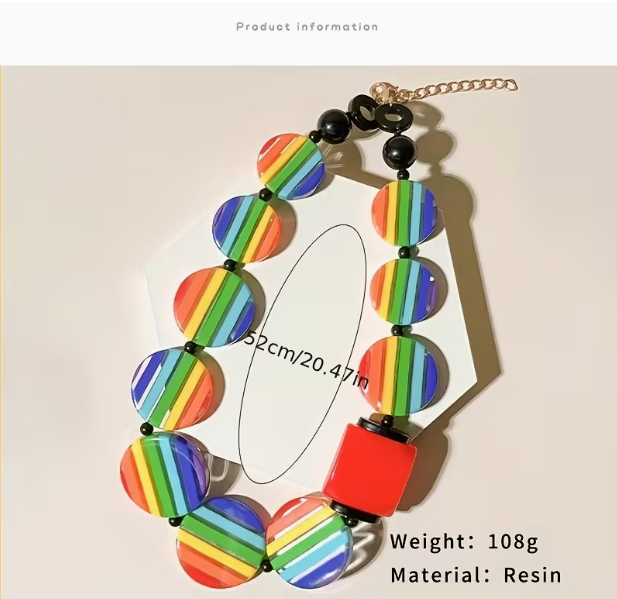 Chunky Rainbow Resin Necklace