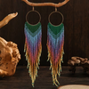 Long Rainbow Beaded Dangle Earrings