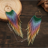 Long Rainbow Beaded Dangle Earrings