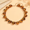 Leopard Resin Hearts Necklace