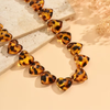Leopard Resin Hearts Necklace