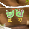 Funky Chicken Earrings: Green
