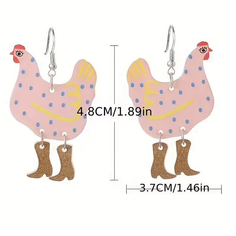Funky Chicken Earrings: Purple